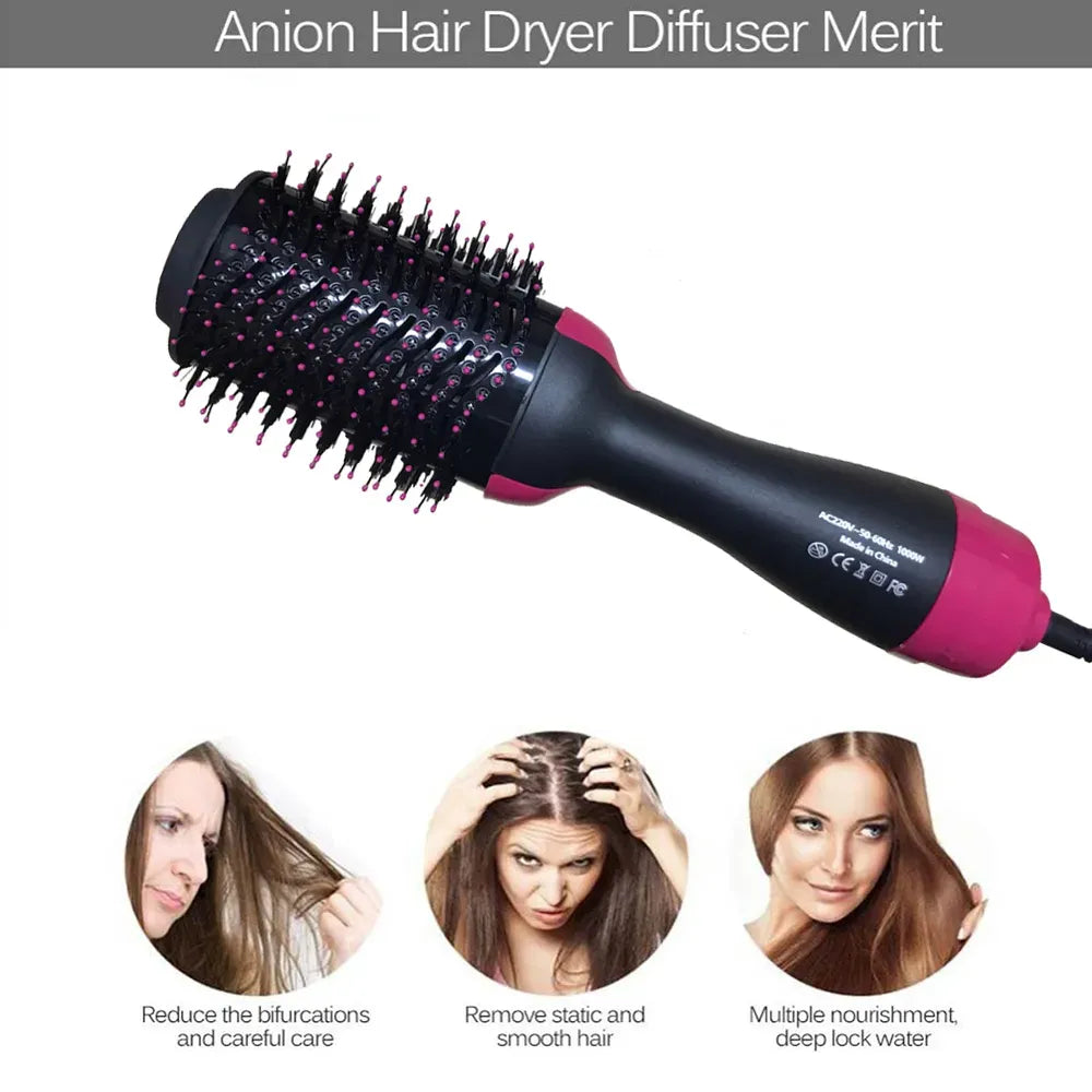 3 in 1 Hair Dryer & Brush (Dryer + Styler) Brush for Fast Drying, Straightening, Curling