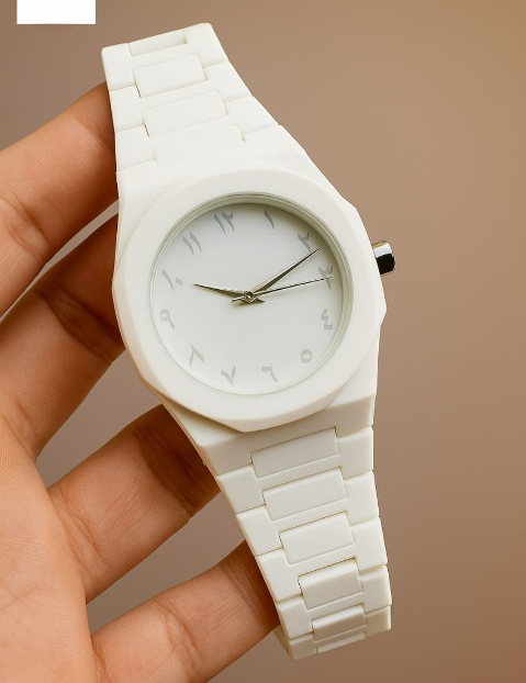 Aura White Wrist Watch – Modern & Elegant