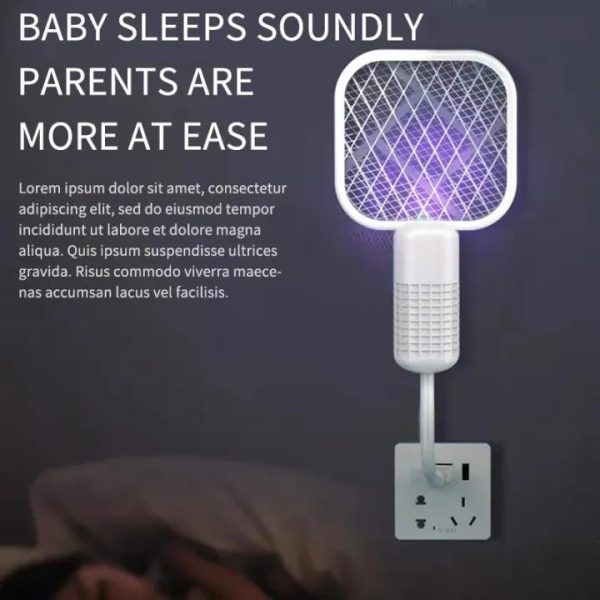 Portable USB Bug Zapper Racket with UV Light